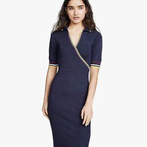 Parker Monty Short Sleeve V-Neck Fitted Midi Knit Dress SZ XS